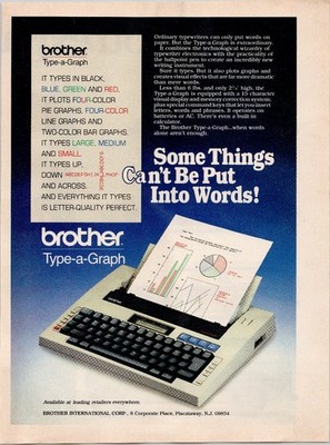 Brother Type-a-Graph Vintage 1980s Magazine Ad Typewriter Computer Print
