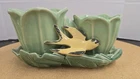 1949 Vintage McCoy Double Vase Planter - Green Tulip Pot Yellow Bird