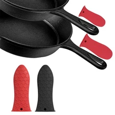 2Pcs Silicone Pot Holder Cast Iron Hot Skillet Handle Cover Potholder Pan Sleeve