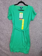 Chaps Women's Everyday Trendy Crewneck Knit Dress with Belt Small Size Green