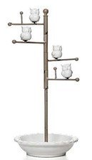 White Ceramic Owl Jewellery Stand Holder Organizer- 15Inch High Sturdy Hanger...