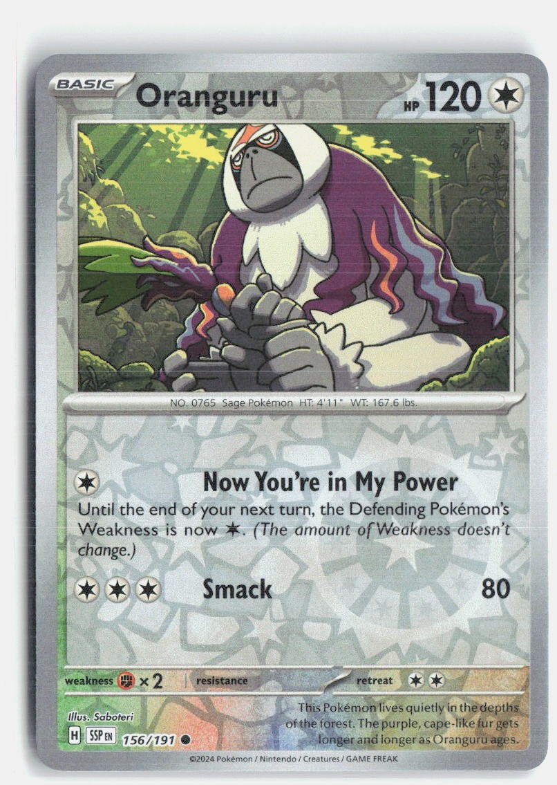 Oranguru 156/191 Common Surging Sparks Pokemon Reverse Holo Near Mint