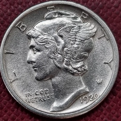 1920 D Mercury Dime 10c UNC Uncirculated #100190