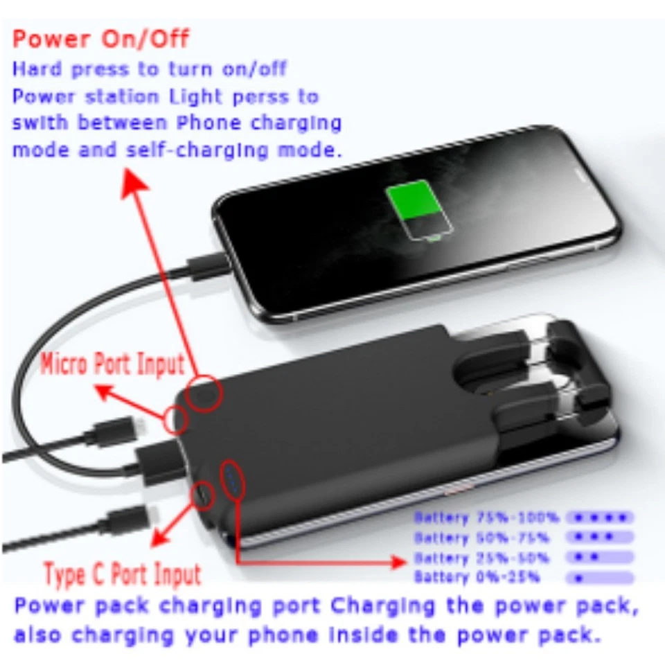 Paquete de baterías 3 en 1 10000 mAh estuche cables para teléfono ZTE Blade Z Max Z982 MetroPCS EE. UU. Foto 4 de 4