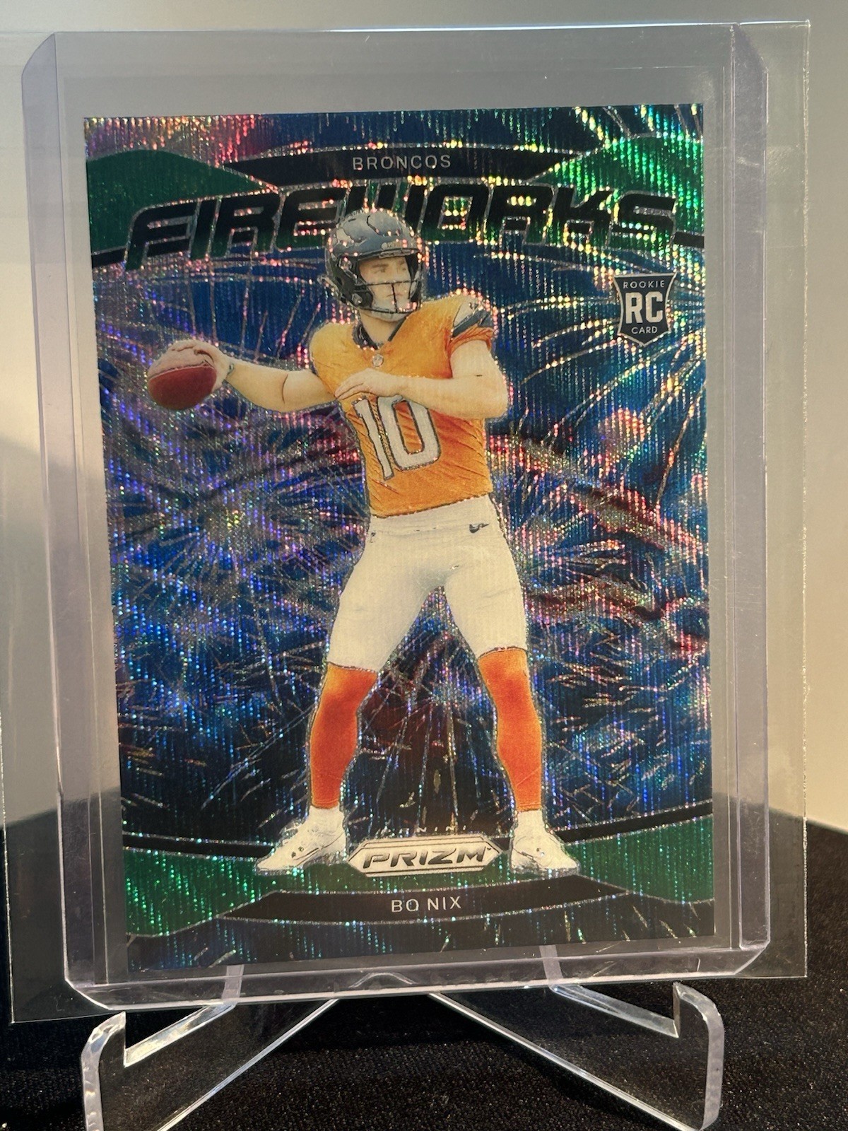 2024 Panini Prizm - Fireworks Bo Nix #23 Green Wave Prizm (RC)