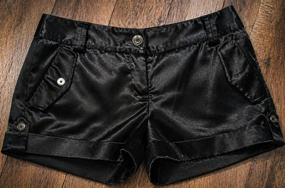 EXPRESS Y2K SATIN SHORTS WOMENS 4 BLACK LOW RISE CLUB MICRO