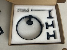 Matte Black Bathroom Hardware Set Towel Ring Toilet Paper Holder 2 Hooks Modern