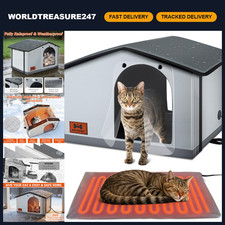 Heated Cat House Indoor/Outdoor - Insulated Weatherproof Shelter for Feral Cats