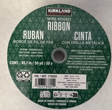 KIRKLAND SIGNATURE WIRE EDGED GIFT WRAP RIBBON Solid White 1.5 Inch x50 Yard NEW