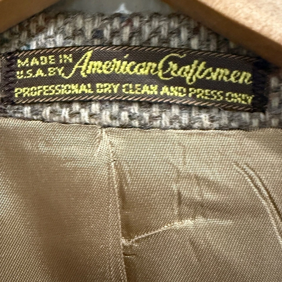 Abrigo deportivo de lana tweed vintage parche en el codo clásico herencia botones de cuero Foto 4 de 4