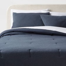 Threshold Comforter Set Cotton Jersey Melange Dyed Dark Navy Blue King