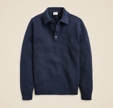 NWT J. Crew Heritage Cotton Sweater-Polo men's Large Navy blue Long sleeve 118