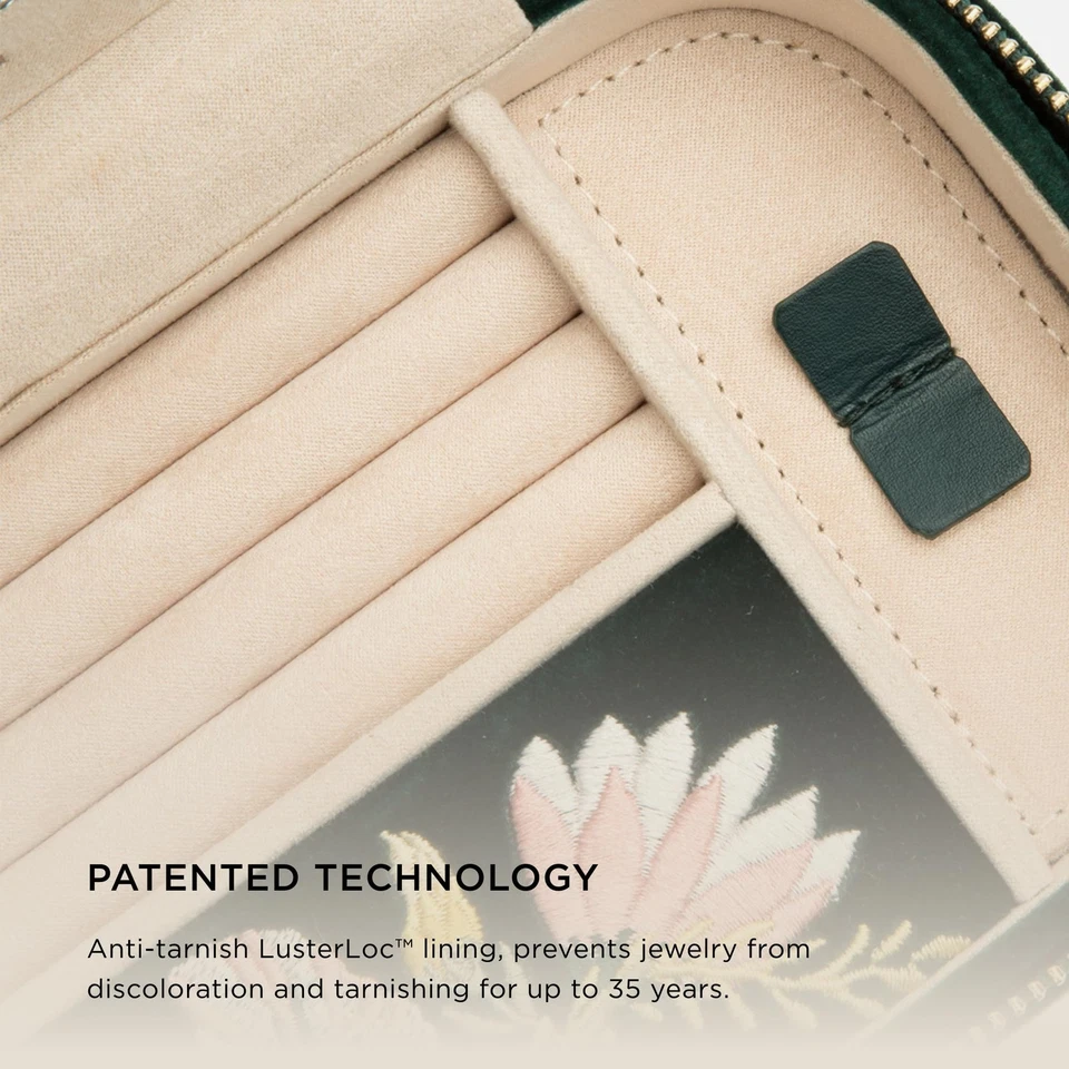 Estuche de viaje WOLF Zoe con cremallera, verde bosque - rollos de tres anillos, compartimento mediano... Foto 3 de 4