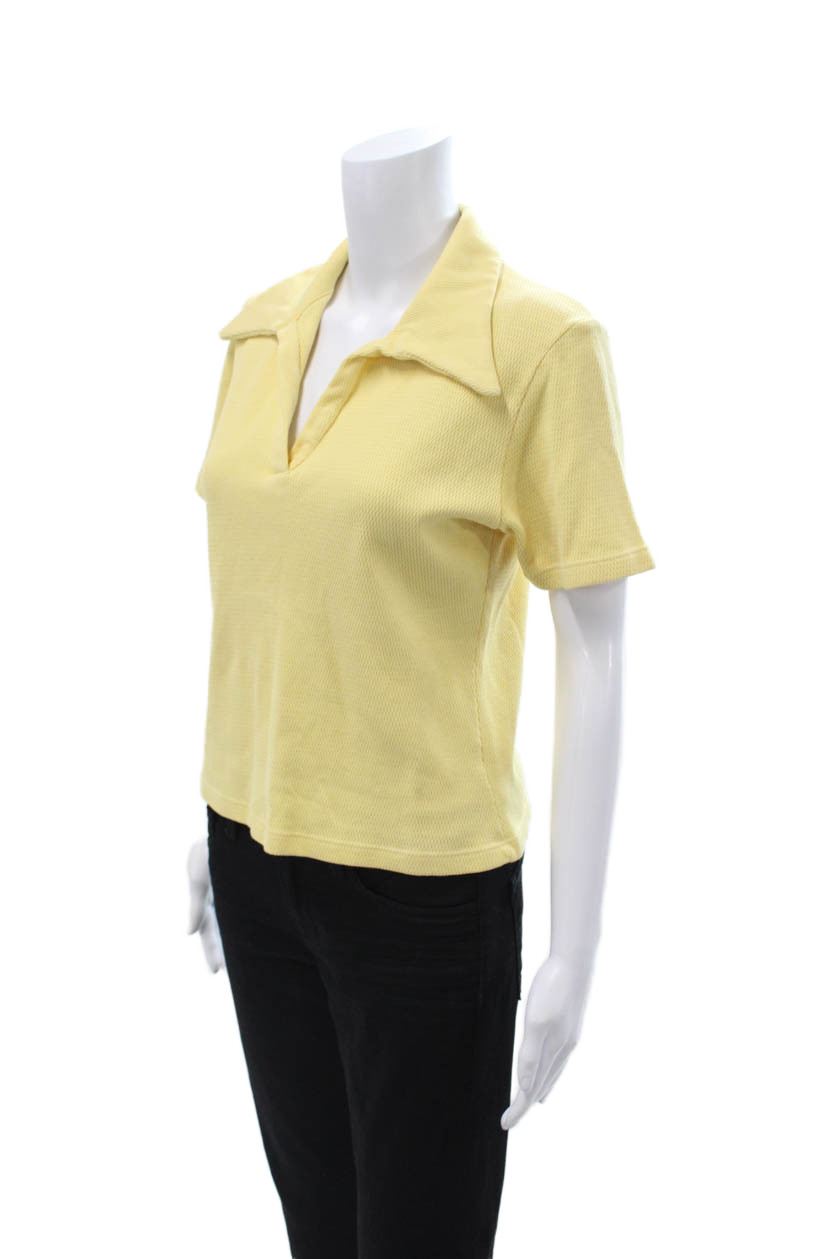 Big Bud Press Womens Basic Yellow Collared Short … - image 2