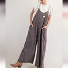 Easel Dainty Floral Wide-Leg Jumpsuit Size Small Big Patch Pockets Boho