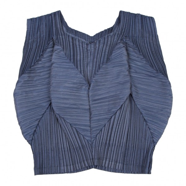 トップス ISSEY MIYAKE me pleats tops ISSEY MIYAKE Bias Pleats Swiching Sleeveless Top Size 2(K