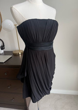 CALVIN KLEIN Black Strapless Draped Cocktail Dress