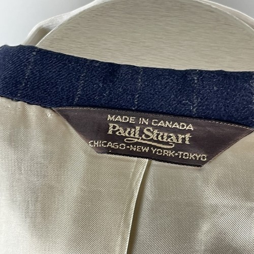 CLASSIC Paul Stuart 42R blue striped 100% wool flannel suit 36 x 29 pants USA - Picture 14 of 14