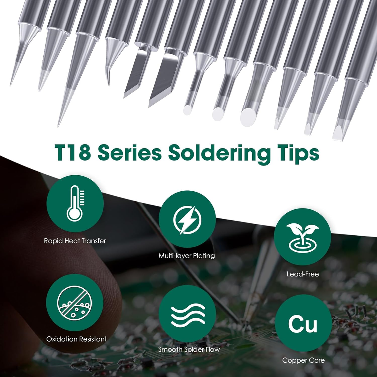 T18 Soldering Iron Tips with Tip Holder for Hakko FX-888D FX-888