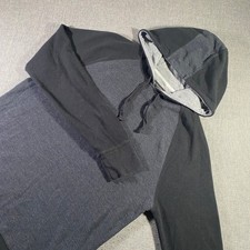 Banana Republic Mens Thermal Hoodie Color Block Gray Long Sleeve Pullover - L