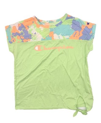 Champion Lime Green Splatter Paint Athletic T-shirt - Girls Size 10/12
