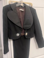 Vintage Guy Laroche Tuxedo Pant suit with Rhinstone clasp- size 4