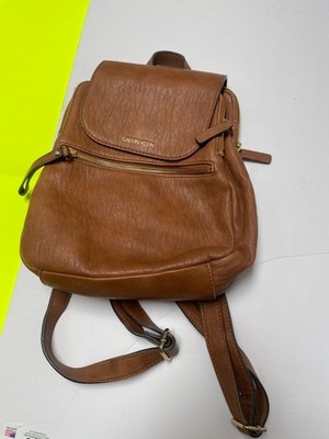 Calvin Klein Reyna Novelty Key Item Flap Backpack Caramel Color