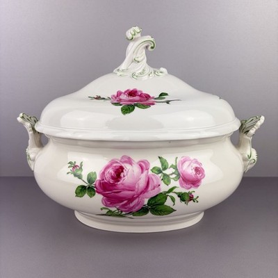 Große Deckel-Terrine v. Meissen Porzellan, Pfeifferzeit, ''Meissener / Rote Rose''