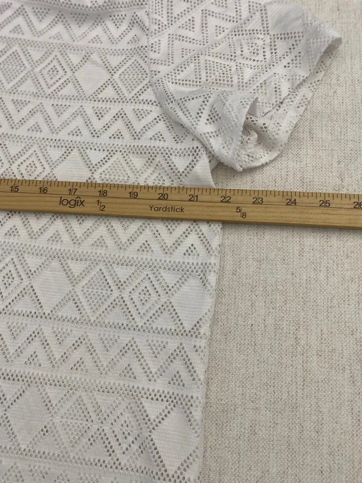 Top de mujer Jaclyn Smith grande blanco transparente con capucha cremallera manga corta Foto 3 de 4