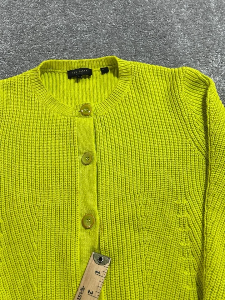 Suéter Ted Baker para mujer 4 grandes cárdigan tejido amarillo Foto 4 de 4