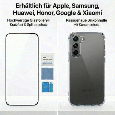Silikoncase Transparent Hülle TPU Rahmenschutz Robust Hochwertig + Displayfolie