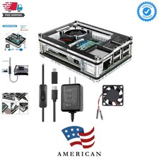Case for Raspberry Pi 3 with Fan Cooling Pi 3B Case with 3 Pcs Heat-Sinks 5V ...
