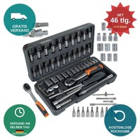 Bigstren SteckschlüSselsatz 46-Tlg 1/4 Ratsche 72T Crv Werkzeugkoffer 26844