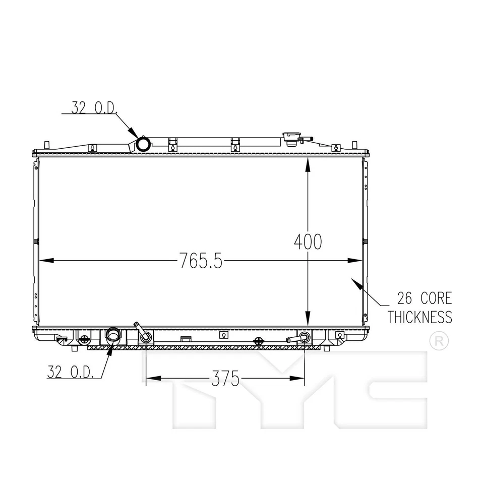 Conjunto de radiador TYC 2989 para 08-13 Honda Accord Crosstour Crosstour Foto 4 de 4