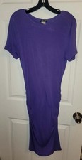 VENUS SHORT SLEEVE RUCHED SIDE STRETCH BODYCON DRESS PURPLE SIZE LARGE