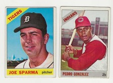 Lot of two 1966 Topps Baseball,  Pedro Gonzales, #266,  Joe Sparma, #267