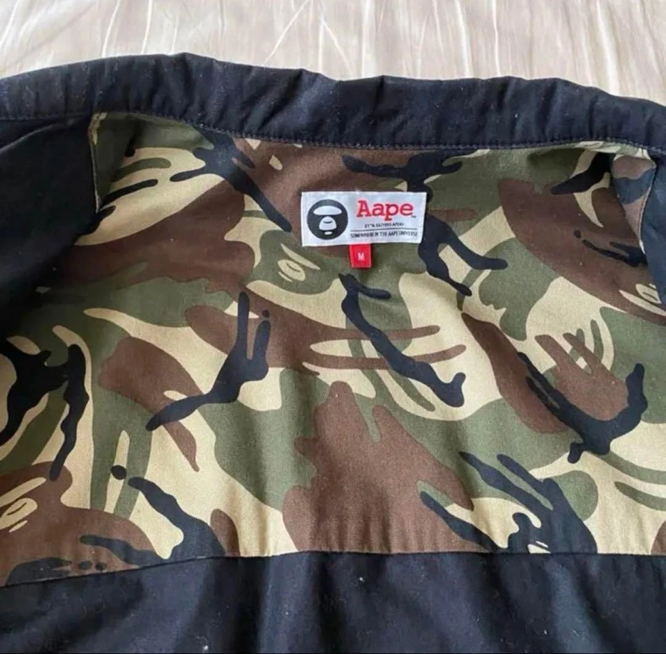 Aape Military Jacket M Black Camouflage Lining Embroidered Used - Image 3 of 4