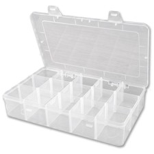 15-Grid Large Plastic Storage Box with Shelves, Transparent compartments, Ide...