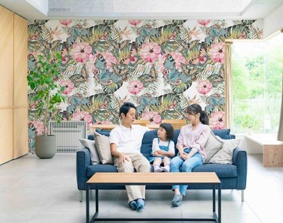 3D Pink Floral Leaves Seamless Wallpaper Wall Mural Removable Self-adhesive 40
