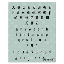 Stencil1 Old English Font Stencil 1/2" Letters - Upper Letters, White