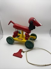 BRIO Pull Along DACHSHUND Wiener Dog 7" Wooden Toddler Pull Toy EUC