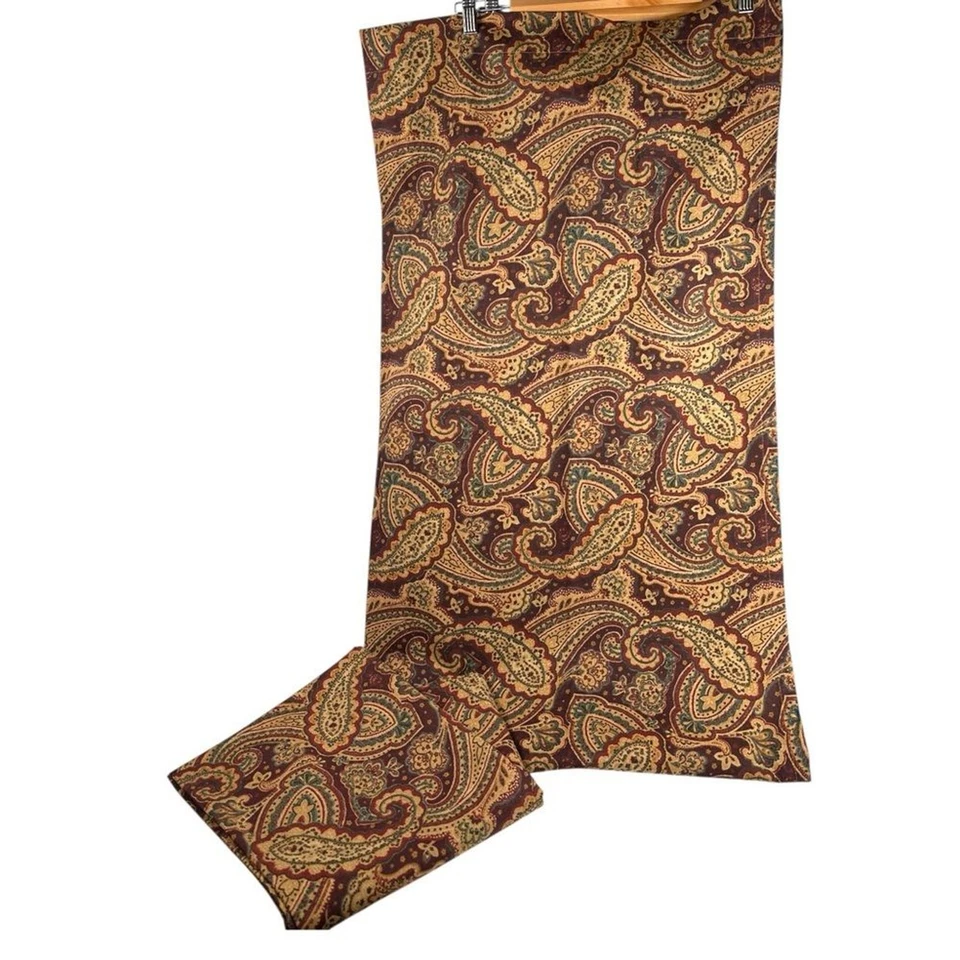 Juego de 2 paneles de cortina de algodón beige granate estampado cachemir habitación jardín Waverly Foto 2 de 4