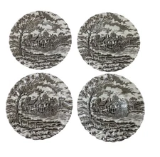 Myott Staffordshire Royal Mail Brown 6 1/8" Bread & Butter Plate Set of 4