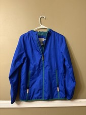 Champion Youth Windbreaker Jacket Blue Hooded Lightweight Size L 12 14