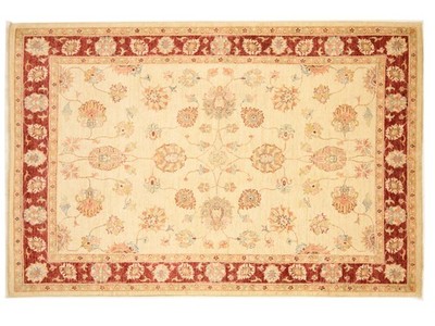 Afghan Chobi Ziegler Teppich Handgeknüpft 150x220 Beige Orientalisch Wolle
