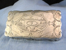 LARGE ANTIQUE GEORGIAN SILVER POCKET SNUFF BOX DUTCH WINDMILL SCENE EARLY 1800s
