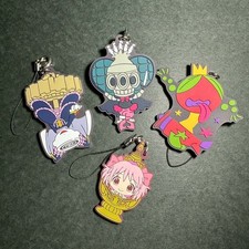 E1219 Set of 4 Puella Magi Madoka Magica Rubber Keychain 2" Bandai Japan