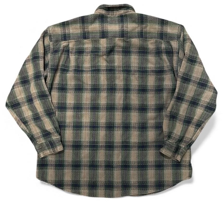 Camisa deportiva Eastern Mountain para hombre grande verde azul franela a cuadros abotonada de colección Foto 2 de 4