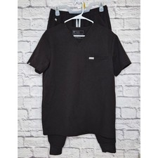 FIGS Technical Collection Black Scrub Set XS Top XS/S Small Jogger Pants pockets