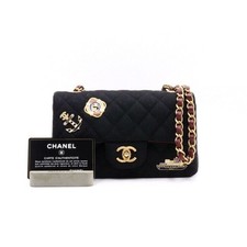 CHANEL Schwarze Canvas Neue Mini Classic Marine Tasche mit goldener 152894612